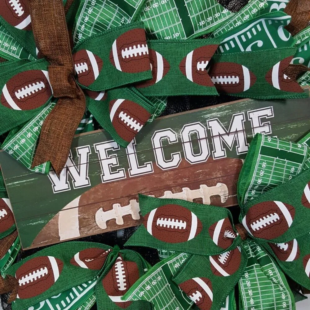 Football Wreath, Touchdown Fall Screen‎ Door Decor, Football Fans Welcome Wreath